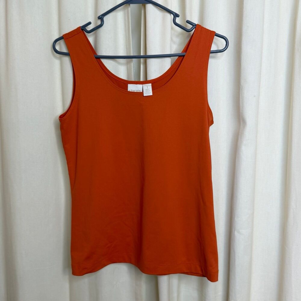 Chico's Size 1 Contemporary Orange Basic Tank Top Medium